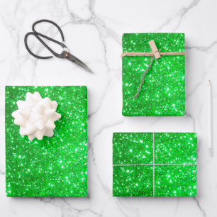 Luxury Popular Gift Green Gold Glitter Wrapping Paper Sheet