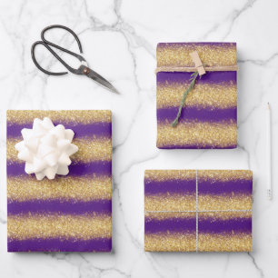 Luxury Popular Gift Purple Gold Glitter Wrapping Paper Sheet