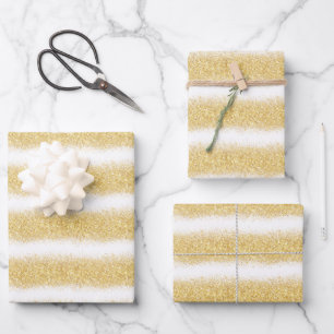 Luxury Popular Gift White Gold Glitter Wrapping Paper Sheet