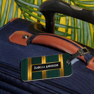 Luxury Popular Green Gold Linen Texture Collection Luggage Tag