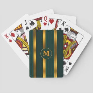 Luxury Popular Green Gold Linen Texture Collection Playing Cards