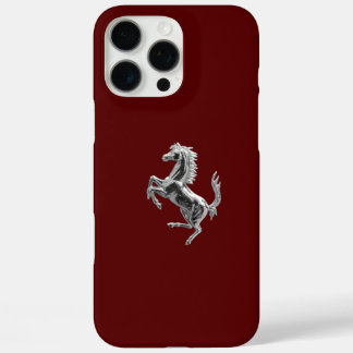 Luxury Prancing Horse Emblem on Maroon iPhone 16 Pro Max Case