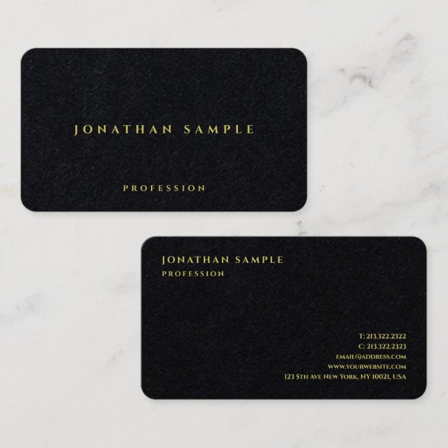 Luxury Premium Black Paper Professional Elegant Business Card (Front/Back)
