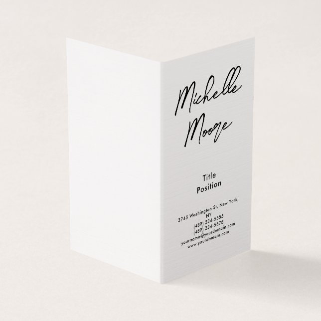 Luxury Premium Linen Black & White Minimalist Business Card (Outside)