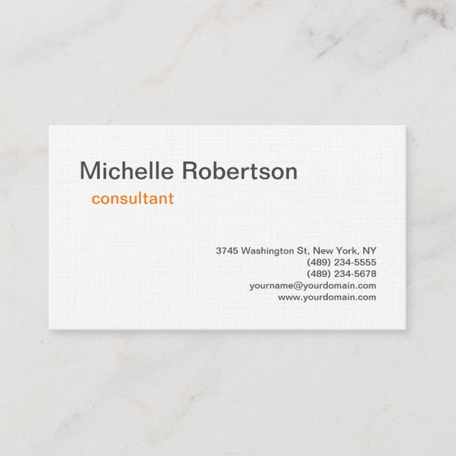 Luxury Premium Linen Black White Plain Minimalist Business Card (Front)