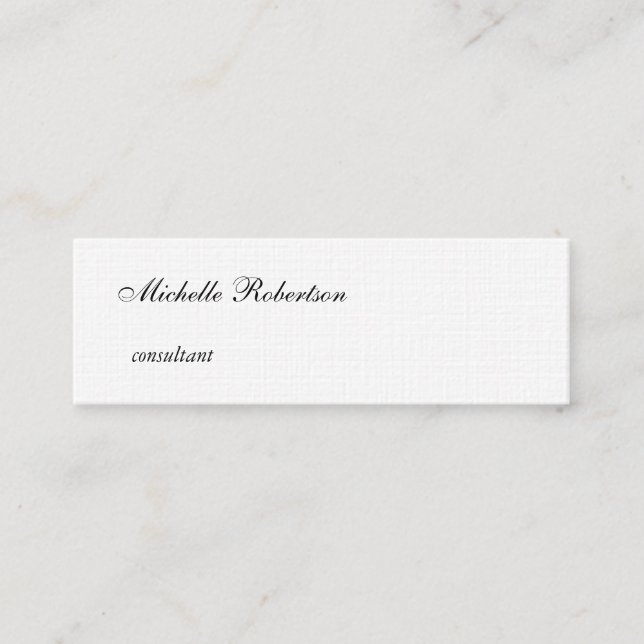 Luxury Premium Linen Black White Plain Minimalist Mini Business Card (Front)