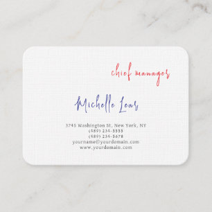 Luxury Premium Linen Blue Red White Plain Classic Business Card