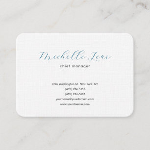 Luxury Premium Linen Blue & White Plain Classical Business Card