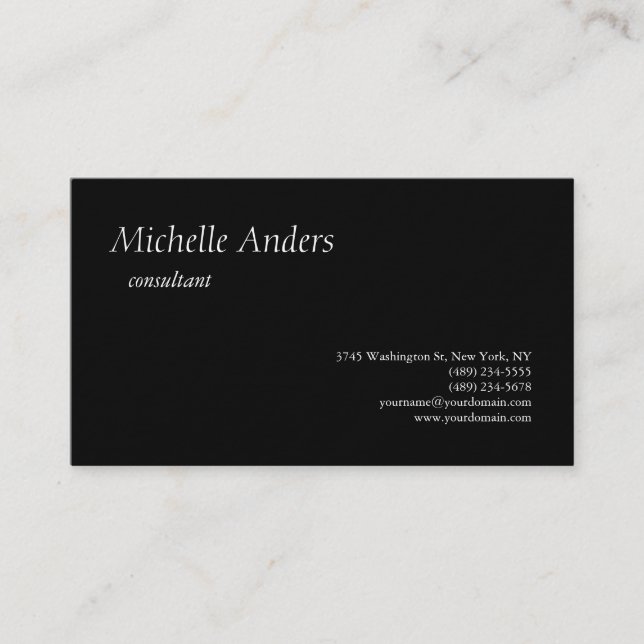 Luxury Premium Thick Black Plain Minimalist Business Card (Front)