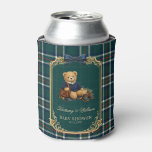 Luxury Preppy Teddy Bear Plaid Baby Shower  Can Cooler