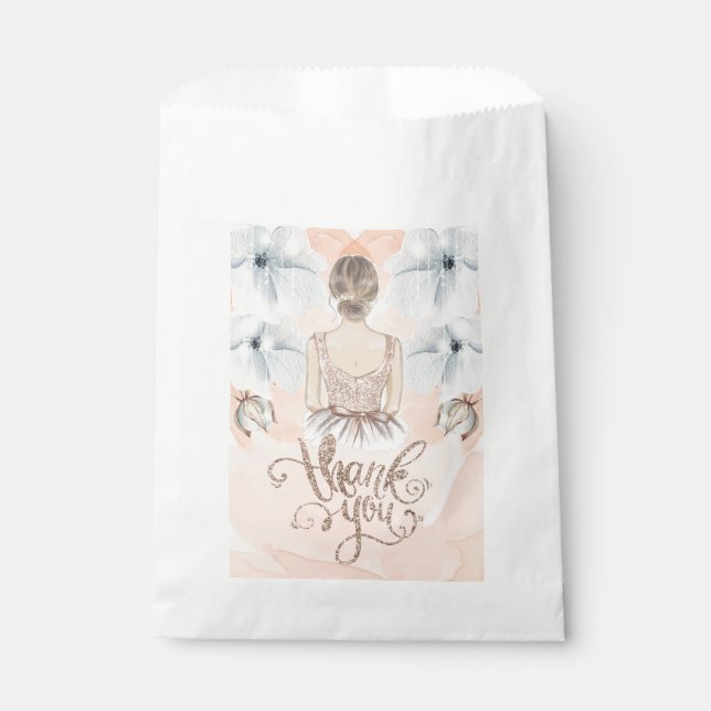 Luxury Princess Birthday Party Beige glitter Favour Bags (Front)