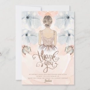 Luxury Princess Birthday Party Beige glitter Thank You Card