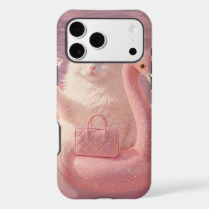Luxury Princess Cat on Pink Flamingo Pool Float