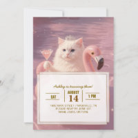 Luxury Princess Cat on Pink Flamingo Pool Float
