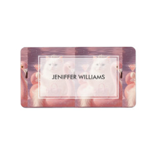 Luxury Princess Cat on Pink Flamingo Pool Float    Label