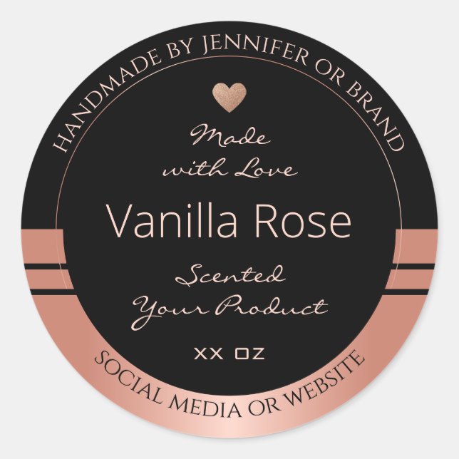 Luxury Product Packaging Label Black and Rose Gold (Front)