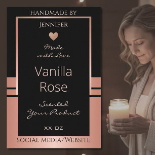 Luxury Product Packaging Label Black and Rose Gold