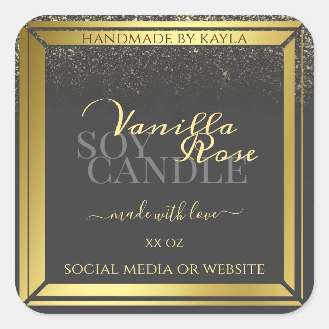 Luxury Product Packaging Labels Dark Grey and Gold (Front)