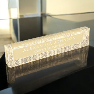 Luxury Professional Gold Glitter Modern Nameplate