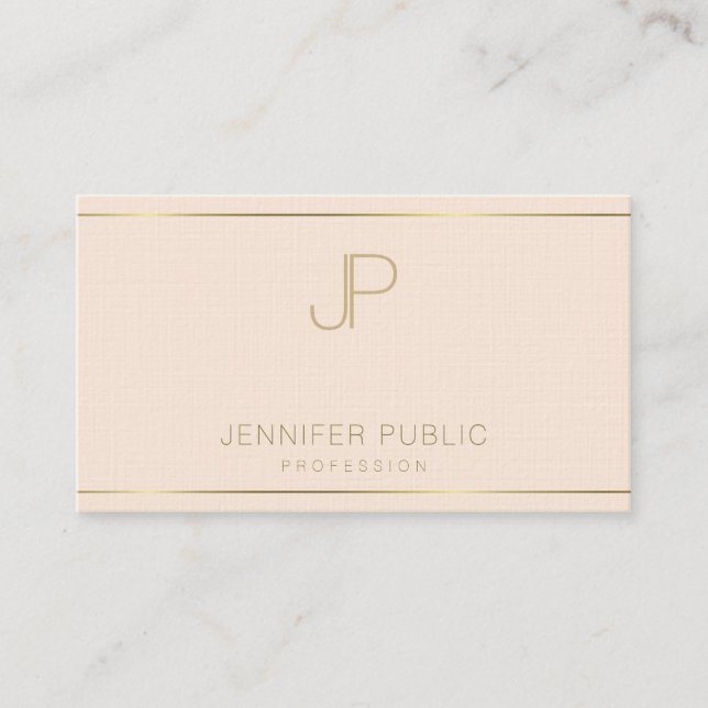 Luxury Professional Monogram Elegant Modern Plain Business Card (Front)