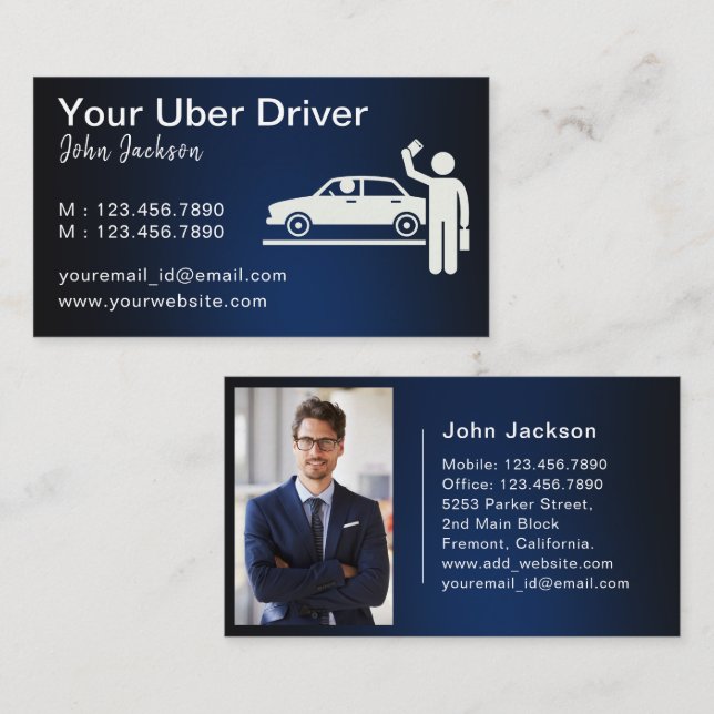 Luxury Public Transport Taxi Car Service photo  Business Card (Front/Back)