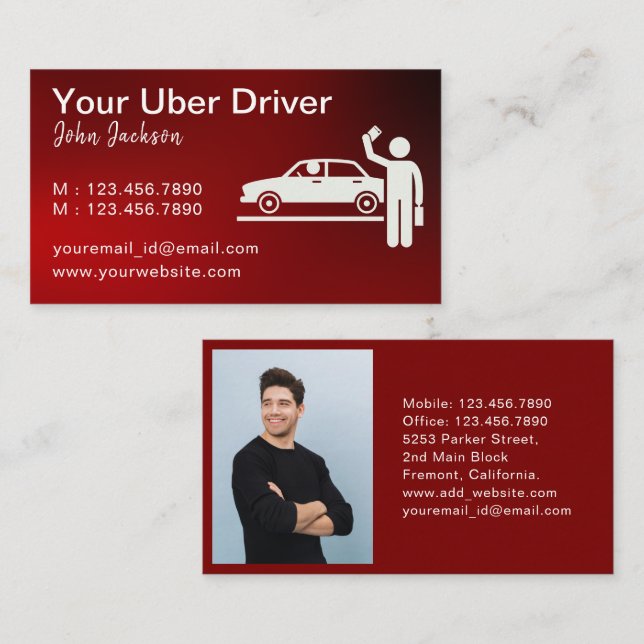 Luxury Public Transport Taxi Car Service photo Business Card (Front/Back)