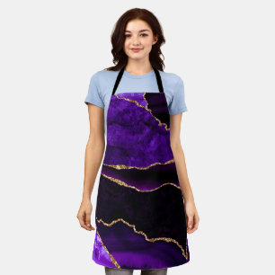 Luxury Purple and Gold Glitter Agate Apron