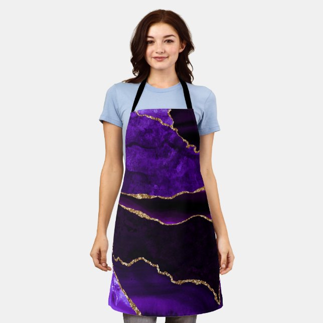 Luxury Purple and Gold Glitter Agate Apron (Worn)