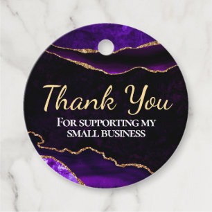 Luxury Purple and Gold Glitter Agate Business Favour Tags