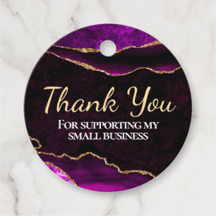 Luxury Purple and Gold Glitter Agate Business Favour Tags
