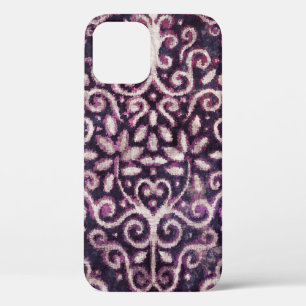 Luxury purple and tan damask seamless pattern iPhone 12 case