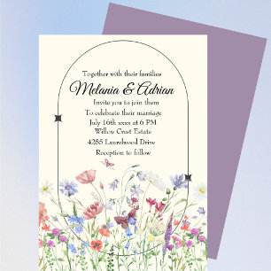 Luxury Purple beige Wedding Botanical Invitation