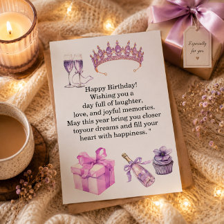 Luxury Purple Birthday Card for Women | Princess C