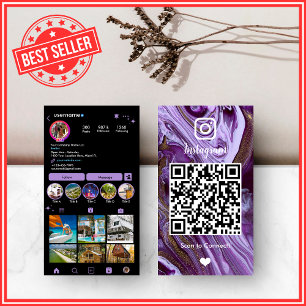 Luxury   Purple & Black QR Business Card