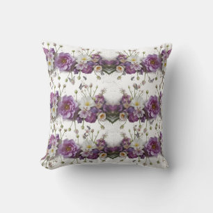 Luxury Purple Botanical Butterfly Throw Pillow