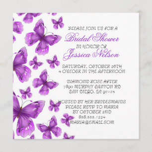 Luxury Purple Elegant Butterfly Shower Invite
