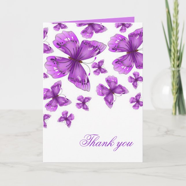 Luxury Purple Elegant Butterfly Thank you card (Front)