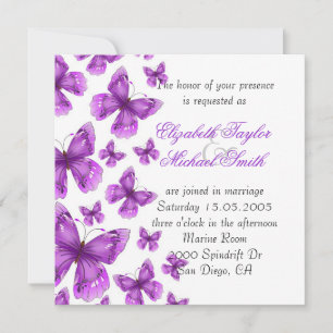 Luxury Purple Elegant Butterfly Wedding Invite