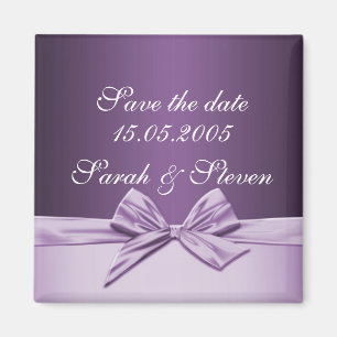 Luxury Purple Elegant Ribbon Save the date Magnet