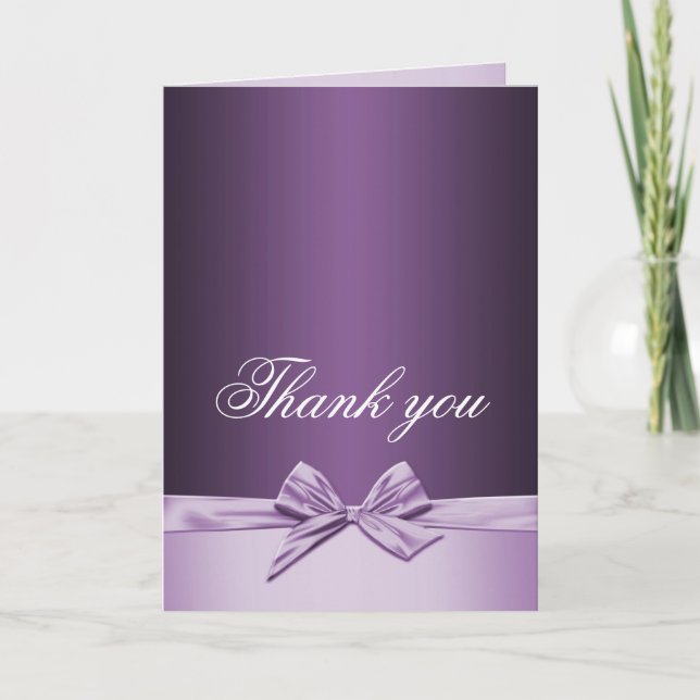 Luxury Purple Elegant Ribbon Thank you card (Front)