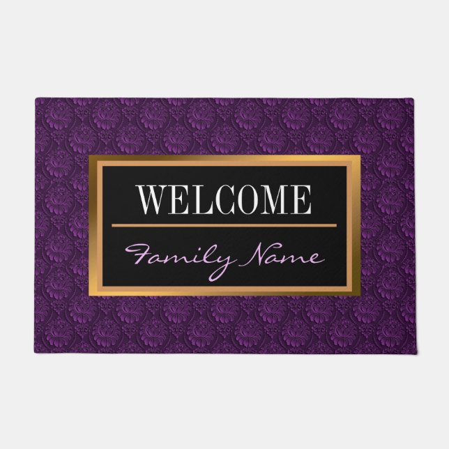 Luxury Purple Floral Doormat (Front)