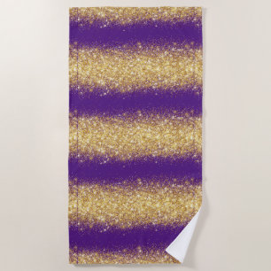 Luxury Purple Gold Glitter Beach Towel