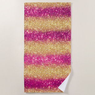 Luxury Purple Gold Glitter Beach Towel