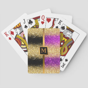 Luxury Purple Gold Glitter Playing Cards