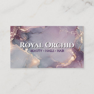 Luxury Purple Gold Marble Beauty Business Card