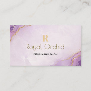 Luxury Purple Gold Nail Salon Business Card