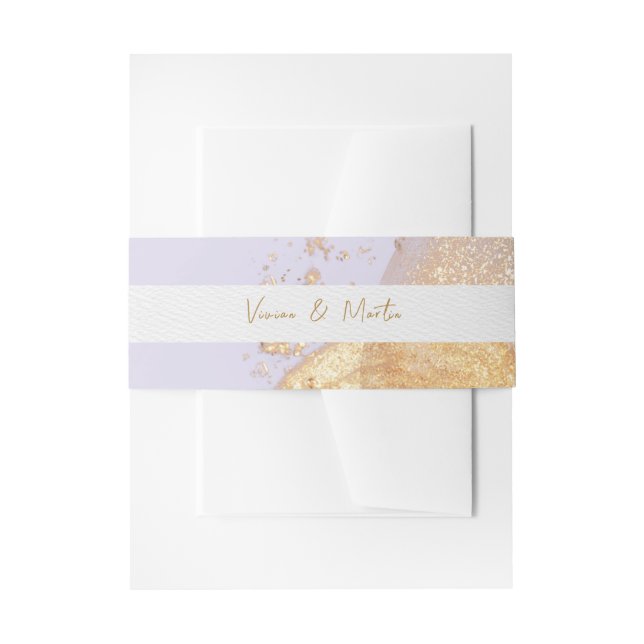 Luxury Purple & Golden Abstract Invitation Belly Band (Front Example)