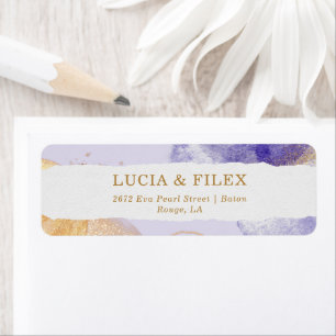 Luxury Purple & Golden Abstract Return Address