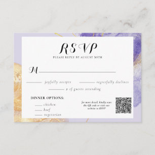  Luxury Purple & Golden Abstract Violet RSVP Card