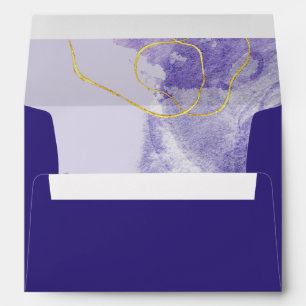 Luxury Purple & Golden Abstract Wedding Envelope